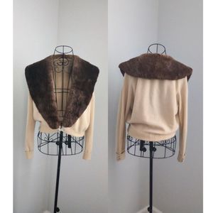 True Vintage 50s La Vogue of California Twee Coquette Mink Fur Cashmere Cardigan